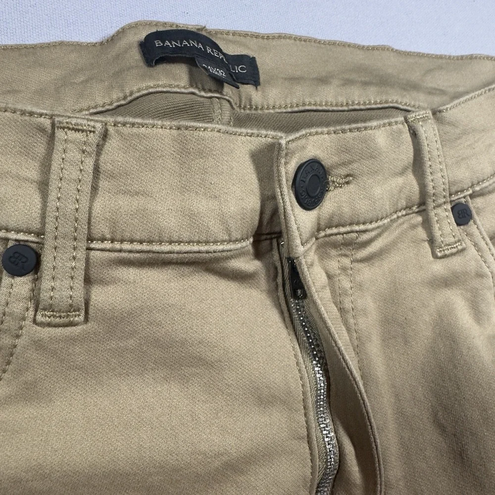 Banana Republic Khaki Stretch Jeans Mens 34x30 Tan Slim Straight Casual Pants